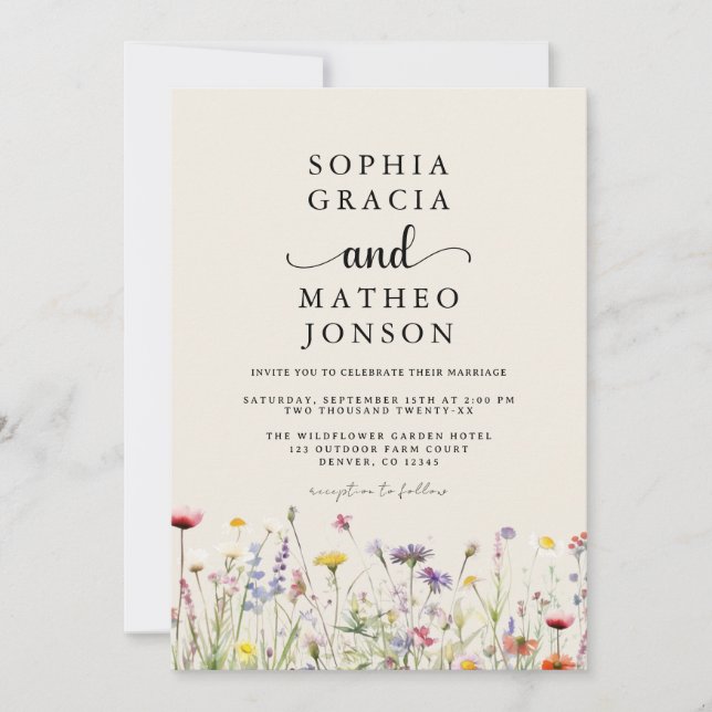 Boho Wildflower Garden Elegant Wildflower Save The Date (Front)