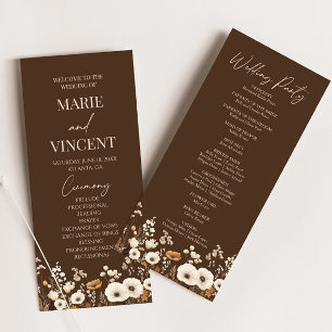 Boho Wildflower Garden Floral Wild Flowers Wedding Programme