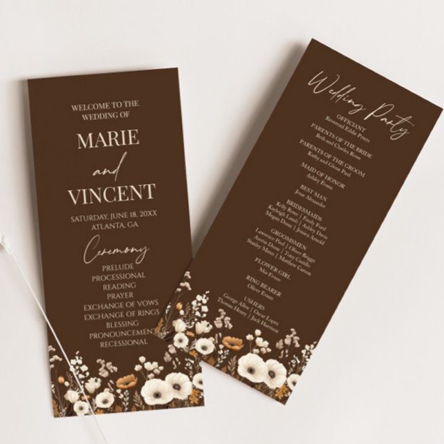 Boho Wildflower Garden Floral Wild Flowers Wedding Programme (Creator Uploaded)