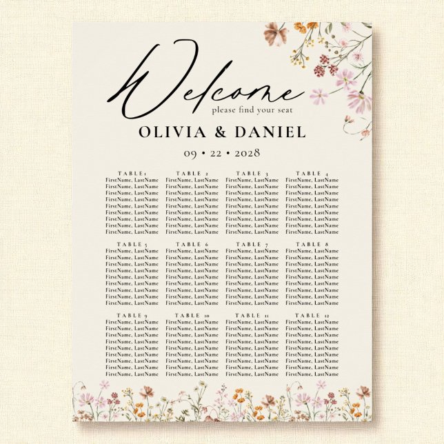 Boho Wildflower Garden Wedding Seating Chart (Creator Uploaded)