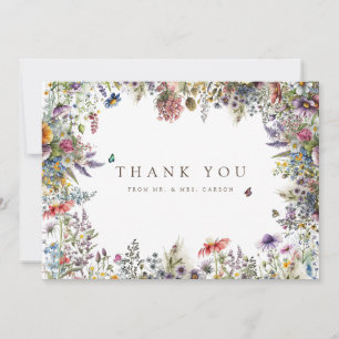 Boho Wildflower Garden White Thank You Card 