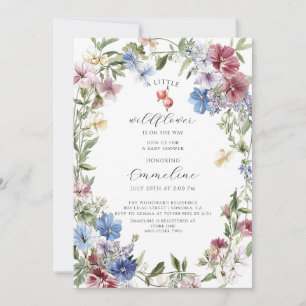 Boho Wildflower Girl Baby In Bloom Baby Shower Invitation