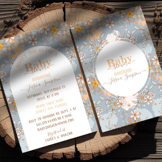 Boho Wildflower Girl Baby Shower Invitation