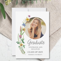 Boho Wildflower Girl Photo University Graduation