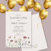Boho Wildflower Graduation Party Invitation