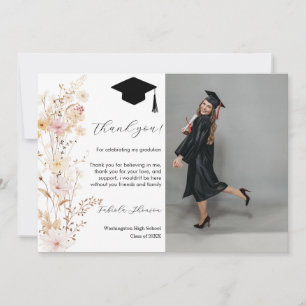 Boho Wildflower Grass Graduation Thank You Card
