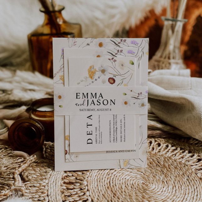 Boho Wildflower Invitation Belly Band (Creator Uploaded)