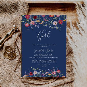 Boho Wildflower It's A Girl Baby Shower Invitation
