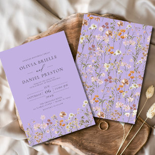 Boho Wildflower Lilac Purple Garden Wedding Invitation