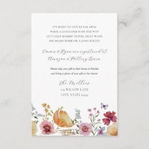 Boho Wildflower Long Distance Gift Request Enclosure Card