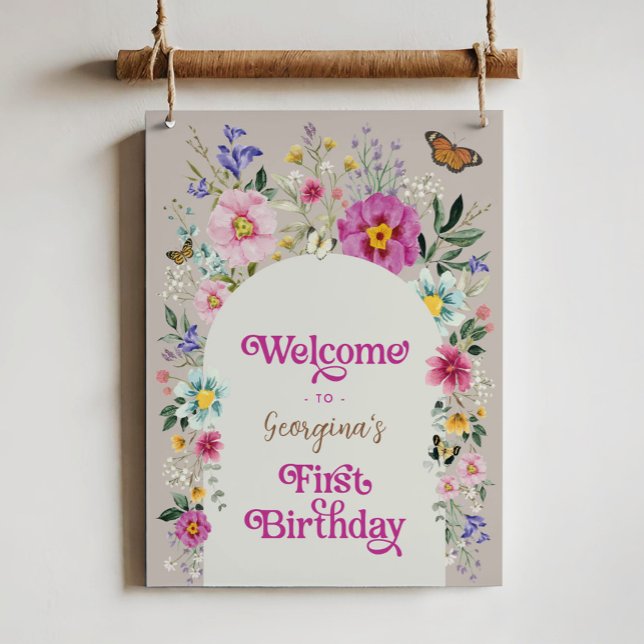Boho Wildflower Meadow 1st Birthday Welcome Poster (Creator Uploaded)