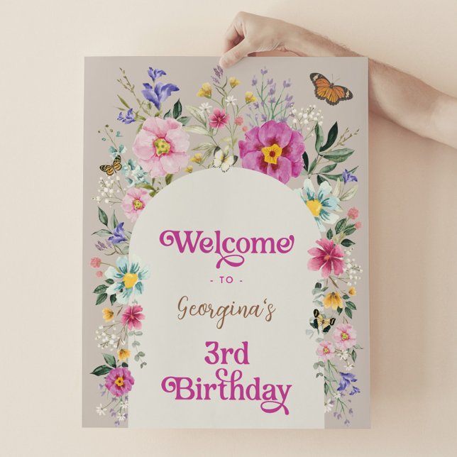 Boho Wildflower Meadow 3rd Birthday Welcome Poster (Creator Uploaded)