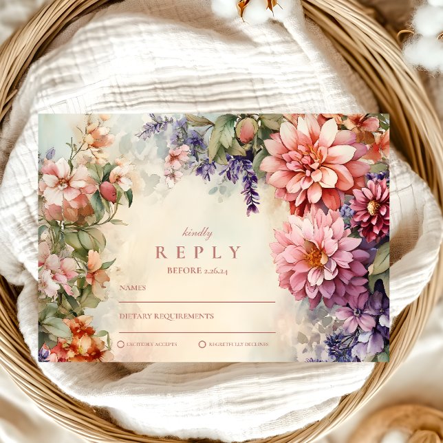 Boho Wildflower Meadow Graduation  RSVP Card (Creator Uploaded)