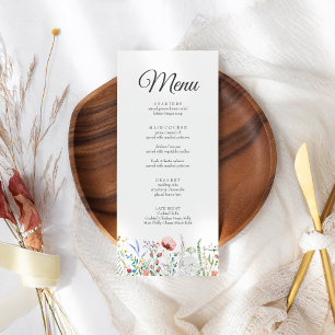 Boho Wildflower Meadow Wedding Menu Card