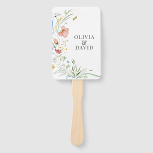 Boho Wildflower Meadow Wedding Program Hand Fan