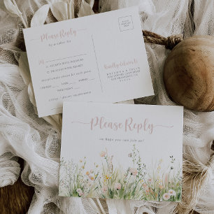 Boho Wildflower Menu Choice RSVP Postcard