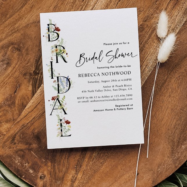 Boho Wildflower Minimalistic Bridal Shower Invitation (Creator Uploaded)