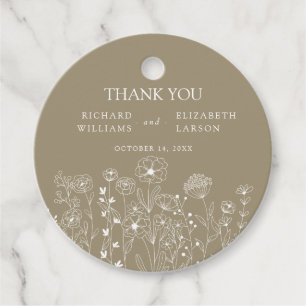 Boho Wildflower Modern Watercolor Wedding Favour Tags