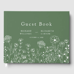 Boho Wildflower Modern Watercolor Wedding Guest Book