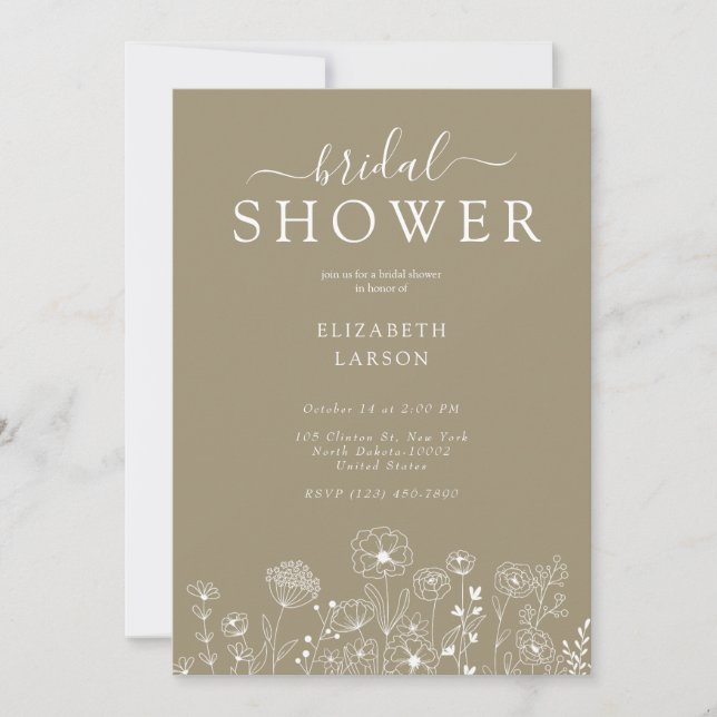 Boho Wildflower Modern Watercolor Wedding Invitation (Front)