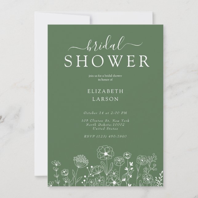 Boho Wildflower Modern Watercolor Wedding Invitation (Front)