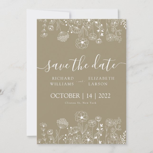 Boho Wildflower Modern Watercolor Wedding Invitation (Front)