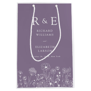 Boho Wildflower Modern Watercolor Wedding Medium Gift Bag