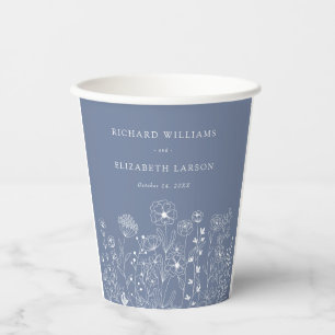 Boho Wildflower Modern Watercolor Wedding Paper Cups