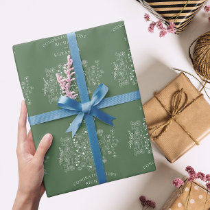 Boho Wildflower Modern Watercolor Wedding Wrapping Paper