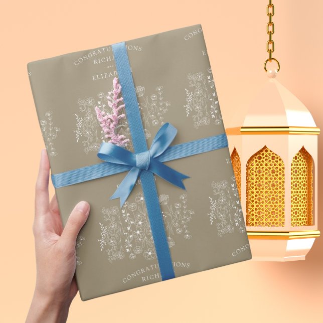 Boho Wildflower Modern Watercolor Wedding Wrapping Paper (Creator Uploaded)