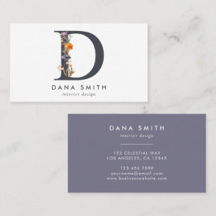Boho Wildflower Monogram Initial D Business Card