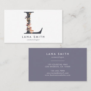 Boho Wildflower Monogram Initial L Business Card