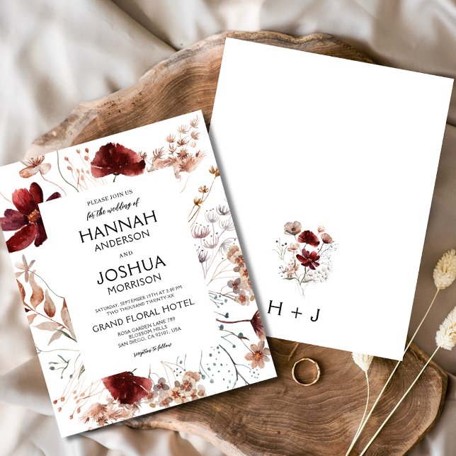 Boho Wildflower Monogram Wedding Invitation Flyer (Creator Uploaded)