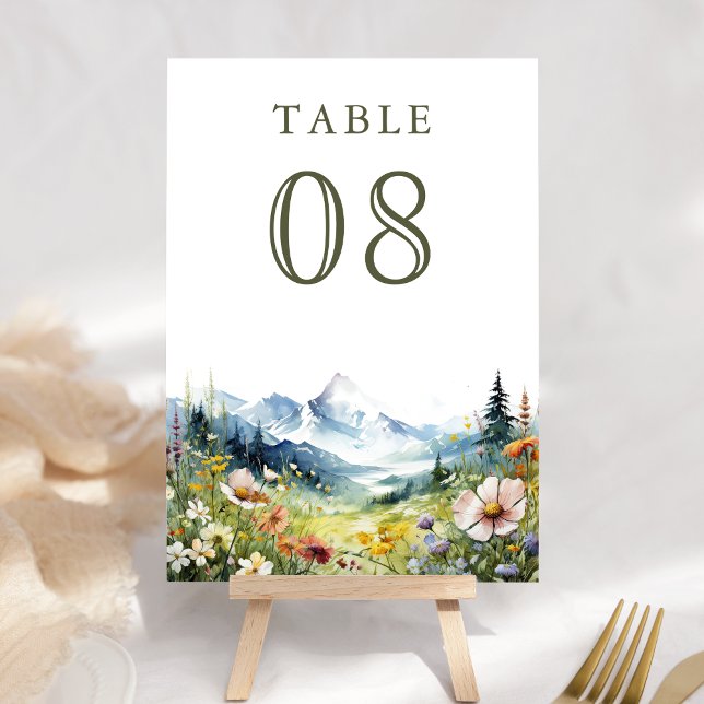 Boho Wildflower Mountain Meadow Wedding Table Number (Creator Uploaded)
