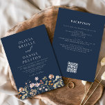 Boho Wildflower Navy Blue QR Code Wedding Invitation<br><div class="desc">Immerse your guests in the romance of nature with our Boho Wildflower Garden Wedding Invitation. Inspired by the beauty of untamed blooms, this invitation captures the essence of a free-spirited celebration. The enchanting design features delicate wildflowers dancing amidst lush greenery, setting the perfect tone for your garden wedding. The boho-chic...</div>