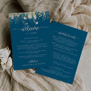 Boho Wildflower Navy Wedding Welcome Letter