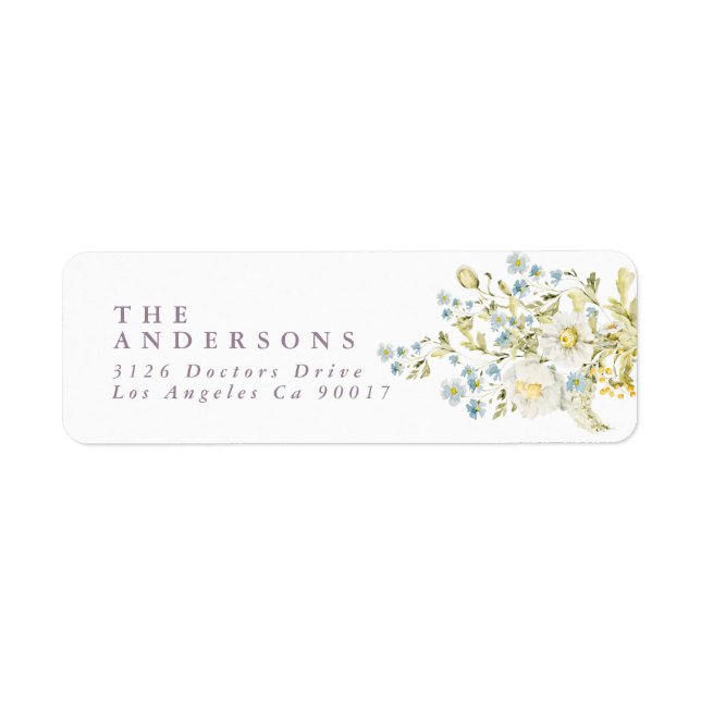 Boho Wildflower Pampas Wedding Return Address (Front)