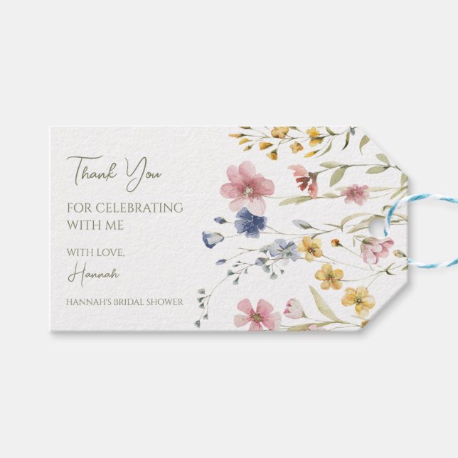 Boho Wildflower Party Favour Tag (Front (Horizontal))