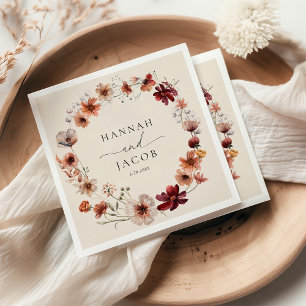 Boho Wildflower Personalised Wedding  Napkin