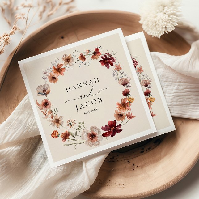 Boho Wildflower Personalised Wedding  Napkin (Creator Uploaded)