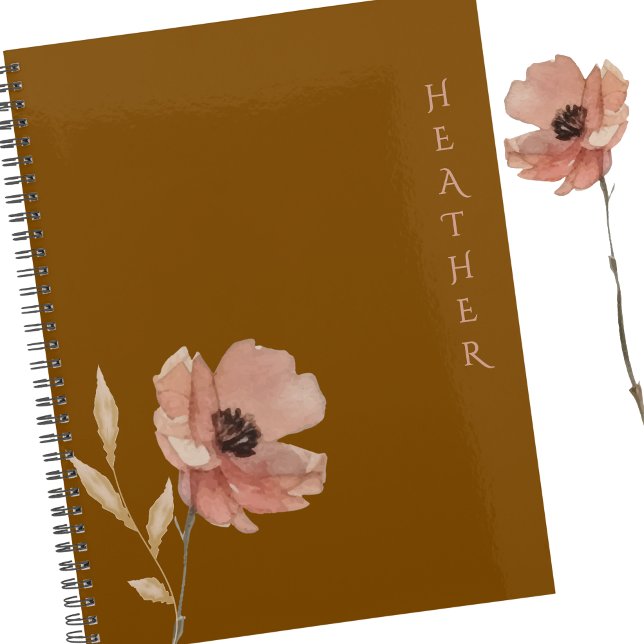 Boho Wildflower Personalized Brown Gift for Her Planner (Creator Uploaded)