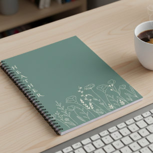 Boho Wildflower Personalized Gift for Her Notebook