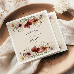 Boho Wildflower Personalized Wedding  Napkin