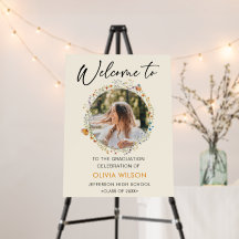 Boho Wildflower Photo GraduationParty Welcome Sign
