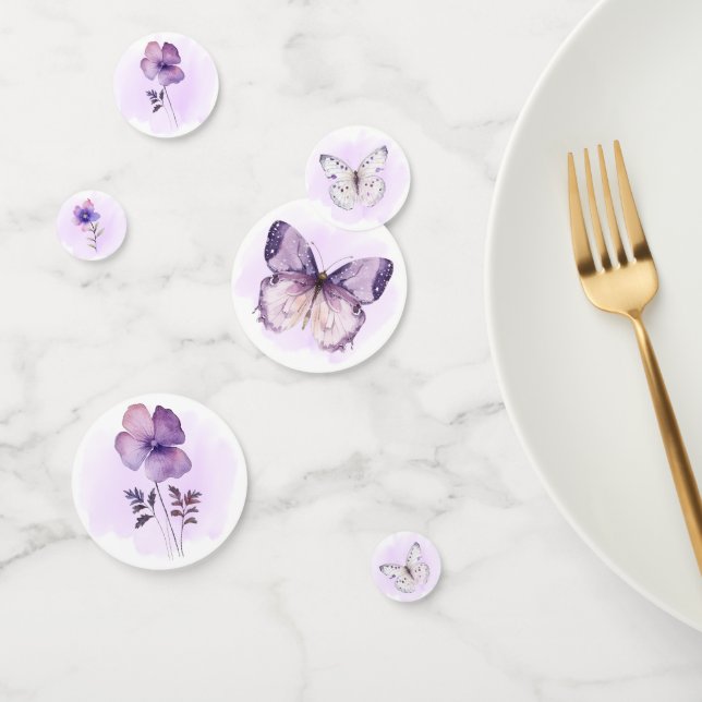 Boho Wildflower Purple Butterfly Baby Shower Confetti (Group)