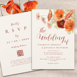 Boho Wildflower QR code Wedding Invitation