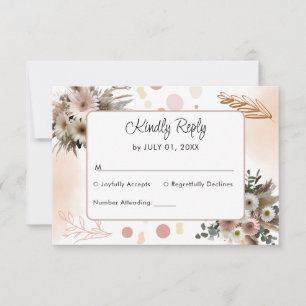 Boho Wildflower Romance Wedding RSVP Card