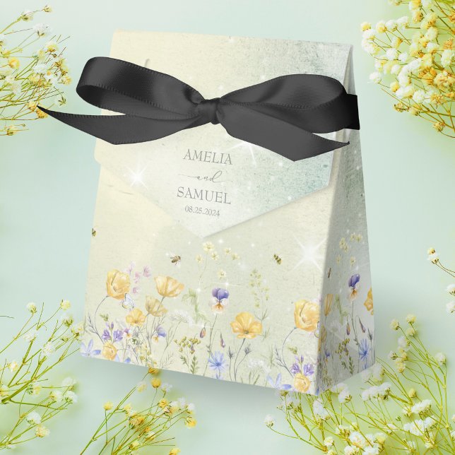 Boho Wildflower Rustic Green Wedding Favour Box (Creator Uploaded)
