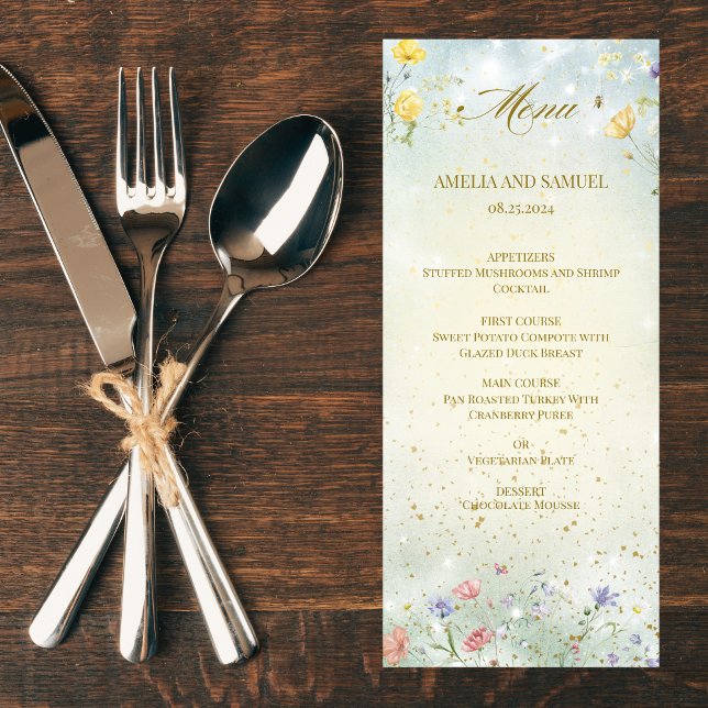Boho Wildflower Rustic Green Wedding  Menu (Creator Uploaded)