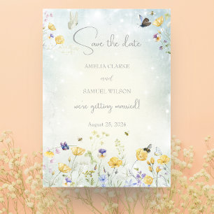 Boho Wildflower Rustic Green Wedding Save the Date Card